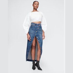 GAP x CULT GAIA White Cotton Crop Ruched Blouse